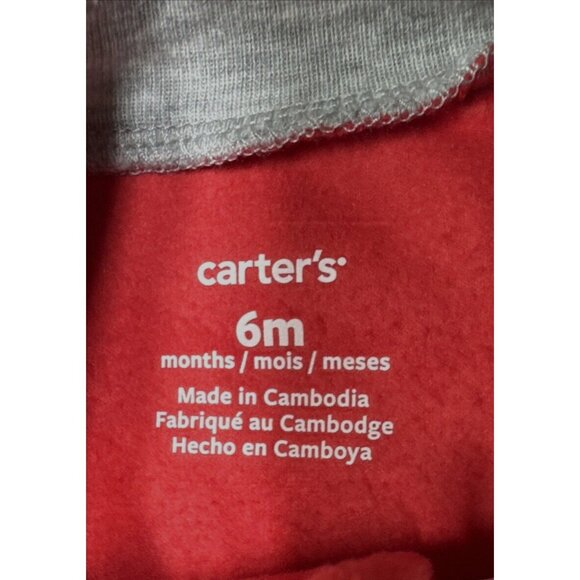 Carters Baby Sleepwear Footie Fleece Reindeer 6 Month Red 2 Way‎ Zipper NEW - Picture 3 of 5